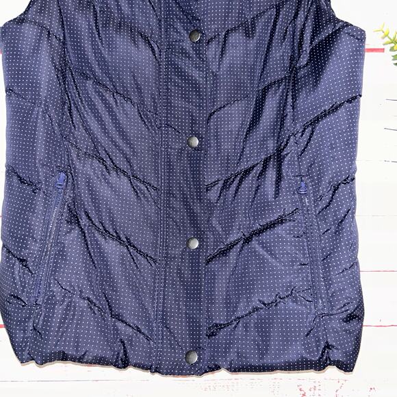 Gap Navy & White Polka Dot Winter Wear Puffer Vest Medium - Picture 2 of 6